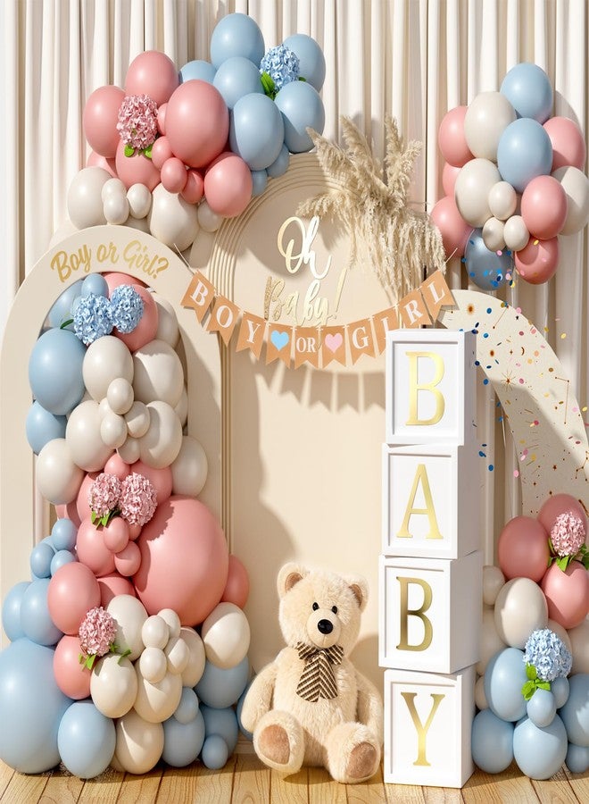 Winrayk Gender Reveal Balloon Boxes Decorations Dusty Pink and Blue Balloon Garland Arch Kit Baby Box with Letters Boy or Girl Banner for Baby Shower Birthday Party Gender Reveal Decorations Supplies - Image 1